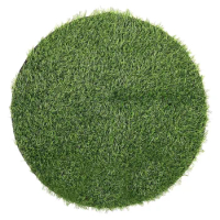 Artificial Grass Placemats Round Table Mat Green Fake Grass Turf Patch Fluffy Shag Circular Rug Carpet