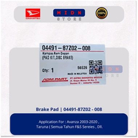 Brake Pad | Kampas Rem Depan | Avanza 2003-2020 | Rush 2007-2017 | Taruna (Semua tahun F&S Series) |