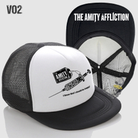 Amity Affliction ฉันควรจะมีความสุข Topi Snapback Trucker Jaring Topi วง Amity Affliction โลโก้พรีเมี