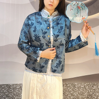 【Paiya 派亞】高級感新中式女裝中國風唐裝藍色外套春裝女旗袍式上衣(M-3XL)