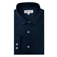 MURANO 彈性修身長袖襯衫-深藍底格紋(台灣製、現貨、彈性格紋)