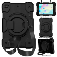 Kids Safe Silicon Protective Case for iPad Mini 6 Shock Proof Cover with Rotatable Kickstand Strap for iPad Mini 4 5