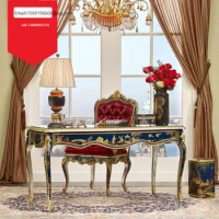 Luxury exports French antique aristocratic sapphire painted gold hand-painted books, tables and chairs villas