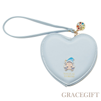 【Grace Gift】小魔女DoReMi聯名-小愛愛心型拉鍊零錢包 淺藍