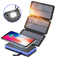 20000mAh Wireless Solar Power Bank Portable Solar Charger Powerbank External Battery Pack for iPhone 13 12 Xiaomi Mi Power Bank