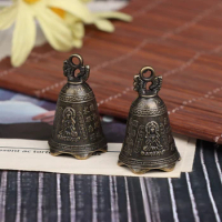 Antique Bell China's mini Brass Copper sculpture pray Guanyin Shui Feng Invitation Buddha Buddhism Y0O1