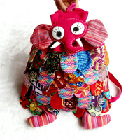 孩子背包雙肩大象包云南民族風布藝可愛小象女孩幼兒園背包