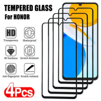4Pcs Full Cover Tempered Glass For Honor X6 X7 X8 X9 X7a X8a X9a Screen Protector Honor X10 X20 SE X30 X40 GT X5 X50i Plus Glass