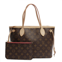 LV M41245 經典Monogram 花紋Neverfull PM子母包(小-牡丹紅)