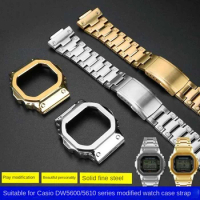 Stainless Steel Case Strap For G-SHOCK Casio DW-5600 DW5600 GW-B5600 DW5610 GW-M5610 Set Metal Watchband Bezel with Screw Tools
