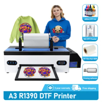 DTF Printer A3 R1390 T-shirt Printing Machine with 33cm Roll Holder DTF Transfer Printer with White Ink Circulate A3 DTF Printer