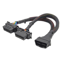 OBD2 Male To Female Extension Cable 12-24V Auto Car Diagnostic Tool Scanner Available To Connected 1 IN 2 Converted OBD2 Adapter