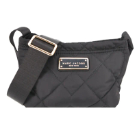 【MARC JACOBS】小香風 菱格縫線尼龍 寬背帶 斜背包 空氣包(經典黑)