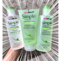 HOÀN TIỀN 15% - [COMBO SIMPLE] Bộ 3 Nước Tẩy Trang Sữa Rửa Mặt Toner Simple