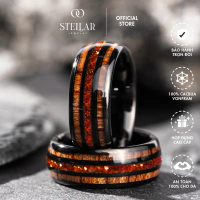 Nhẫn Phong Thuỷ Vĩnh Cửu Stellar \The Vulcano\" Mệnh Hoả - Nhẫn Đa Tầng Vân Gỗ Đá Opal Đỏ - Chất Liệ