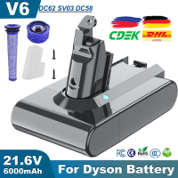 V6 Battery For Dyson 21.6V 6000mAh Battery For Dyson Vacuum Cleaner 21.6V 6Ah Spare Battery For Dyson Vacuum Cleaner DC62 DC59
