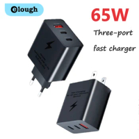 Elough 65W 3 Port USB Charger Type C Fast Charge Mobile Phone Type C Charger3.0 Power Adapter for Samsung Xiaomi