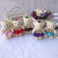 12pc Cartoon bouquet bear doll Christmas gift pp cotton child toy plush doll mini teddy bear flower bouquet bear for wedding