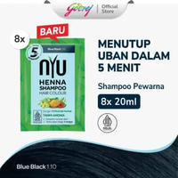 NYU Henna Shampoo Hair Colour Pewarna Rambut - Blue Black - Isi 8