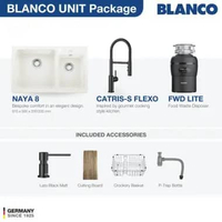 Kitchen Sink Bak Cuci Piring Granit 2 Lubang BLANCO Silgranit NAYA 8 Paket BLANCO UNIT dengan Keran