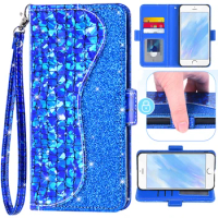 Sequin Glitter Flip Cover Leather Wallet Phone Case For Huawei Mate 40 30 20 10 9 Pro X Lite P Smart 2021 Y7A Nova 2S 3 3i 5i