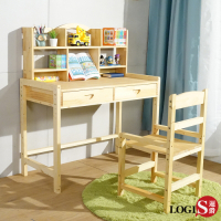 LOGIS 多層架大地實木成長桌椅組(80X50CM)學習成長桌椅 書桌椅 課桌椅