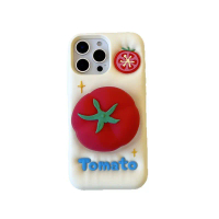velan case 3D Cute Tomato Stand Silicone Case, Sarung Telefon Silikon Penyangga Tomato 3D, Non-Magne
