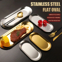 Livvo Nampan Piring Oval Emas Perak Aesthetic Stainless / Nampan Oval - Emas / Oval Gold Tray / Piri