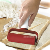 塑料搟面杖烘焙用具披薩派餃子皮滾輪帶柄壓面桿面棍面條廚房工具