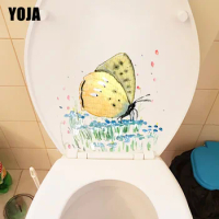 YOJA 21.8X20.8CM Ink Cartoon Butterfly Kids Rooms Wall Sticker Classic Bathroom Toilet Decoration T1-2212