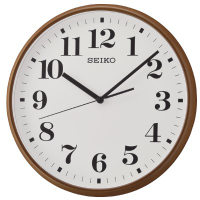 SEIKO 日本精工 數字 滑動式秒針 掛鐘 時鐘(QXA697B)-白-咖啡框35cm