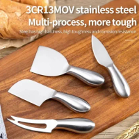 Stainless steel cheese Knife 6-piece set, cheese tool, pizza cutter Butter spatula fruit fork, Pastry baking kitchen utensils