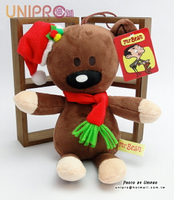【UNIPRO】Mr. Bean Bear 豆豆熊 聖誕 絨毛娃娃 玩偶 咖啡熊 禮物 圍巾