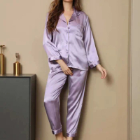 Factory price silk sleepwear luxury girl long pyjama 100% mulberry silk pajama set for women New women's pajamas lingerie