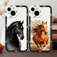 Case For iPhone 15 14 13 Pro Max 12 Mini 11 XS X XR SE 7 8 Plus Soft Cover Horse