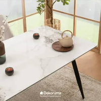 Dekoruma YORI Meja Makan Marble Uk 160x90cm / Meja Makan Bahan Keramik / Meja Makan 4 Orang Putih