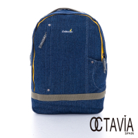 OCTAVIA 8 - Easy C. 旅行的意義水洗牛仔筆電後背包-極度深藍