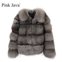 PINK JAVA QC21083 new arrival women real fur coat winter natural silver fox fur jackets
