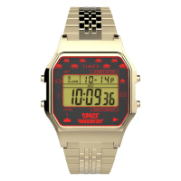 【TIMEX】天美時 x T80 x Space Invaders 限量聯名電子錶(金 TXTW2V30100)