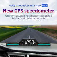 G15 HUD GPS Car Speedometer or Clock Watch Safety Driving Head-Up Display Supports Fuel Vehicles Gasoline Mix Vehicles New