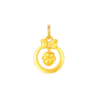 Pure 24K Yellow Gold Pendant Women 999 Gold Cat Hand Cute Necklace Pendant