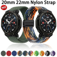 สายไนลอน 20 มม. และ 22 มม. เข้ากันได้กับ Amazfit Helio Balance 2, T-Rex3 Pro, 48 มม., 44 มม., สร้อยข