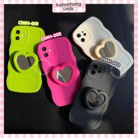 KELONTONG UNIK | (Free Griptok) Heart You Wavy Case with Mirror Griptok -  Softcase/ Casing HP for i