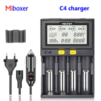 Miboxer C4 V4 LCD Smart Battery Charger for Li-ion IMR ICR LiFePO4 18650 14500 26650 21700 AAA 100 800mAh 1.5A discharge C8