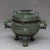 Very rare han Dynasty bronze tripod,Beautiful ornamentation,free shipping
