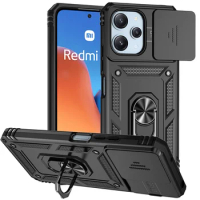 For Xiaomi Redmi 12 4G Magnetic Car Ring Shockproof Armor Stand Holder Phone Cases For Redmy Redmi 12 Redmi12 2023 Case Cover