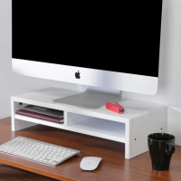 【BuyJM】雙層皮面低甲醛螢幕架桌上置物架/桌上置物架(2色)