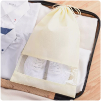 （5個裝）束口鞋子收納袋（米色 大號） 