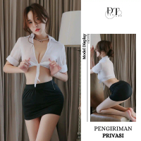 Dvesture D-130 Free Size Lingerie Seksi Set Cosplay Dress Wanita Tidur Set Sekretaris Seksi Baju Din