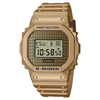 CASIO卡西歐 G-SHOCK 經典方形 嘻哈街頭 替換錶帶禮盒組 金X黑 DWE-5600HG-1_43.8mm